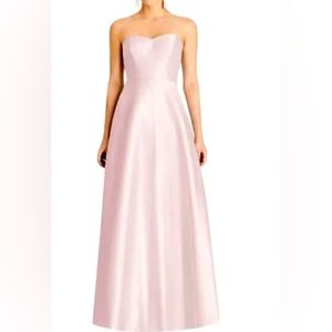 Nordstrom ALFRED SUNG pink formal evening prom strapless dress size 14